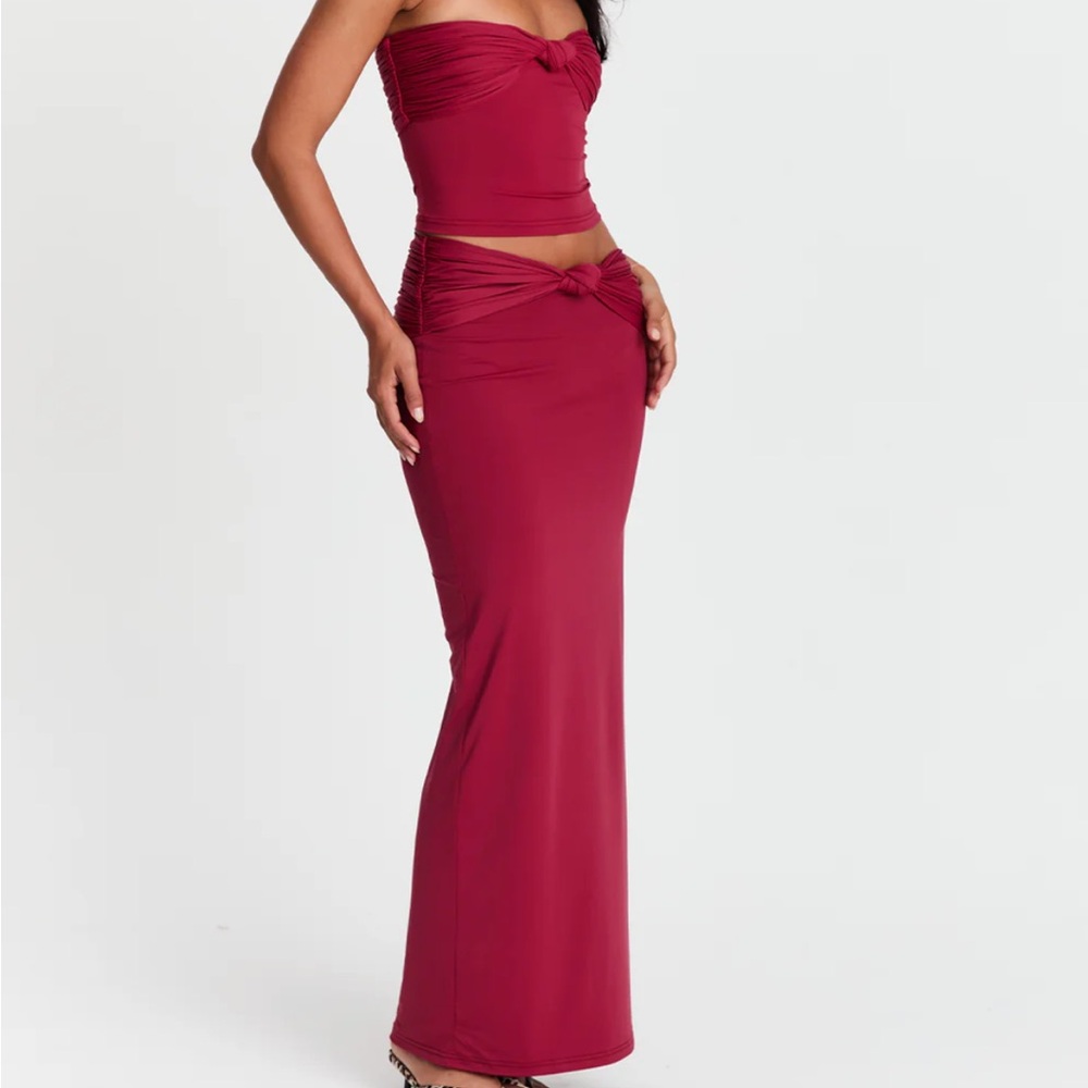 Elegant Strapless Red Maxi Dress